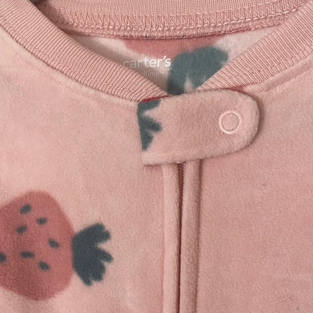 NWT Carter’s 18M Pink Strawberry Footed Pajamas 🍓 | Zip Up | OEKO-TEX - Picture 7 of 14